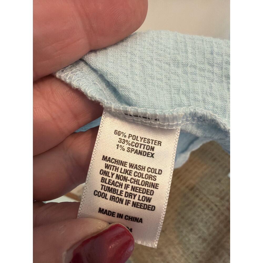 Wonderly Light Blue V-Neck Gauze Peasant Blouse - Picture 3 of 3